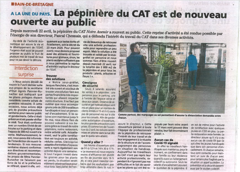 Article l'éclaireur 01-05-2020